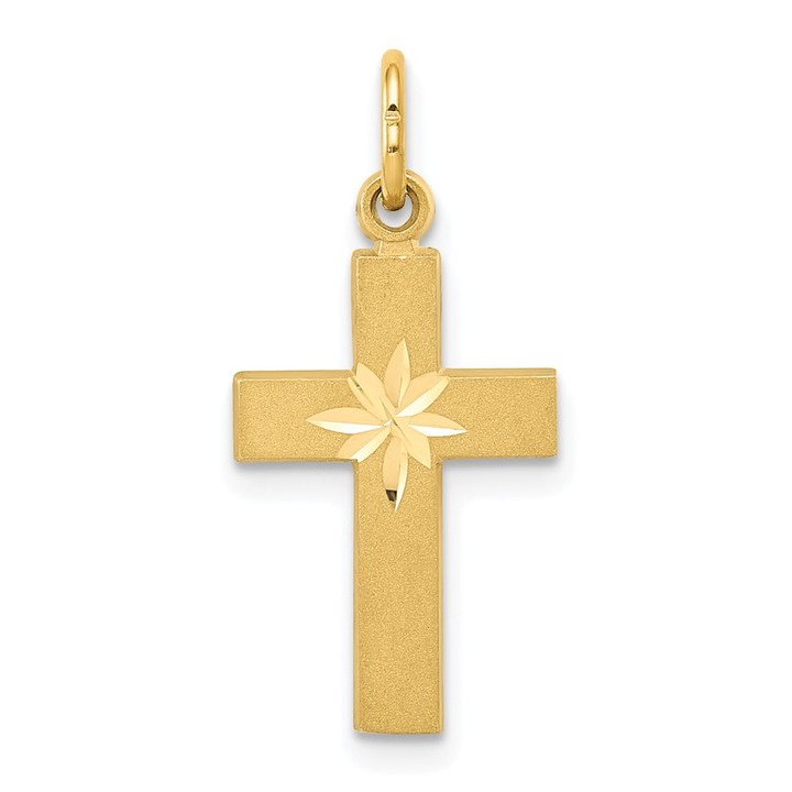 14k Small Diamond-cut Cross Pendant C1318