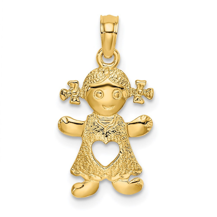 14k Playful Girl w/Cut Out Heart Charm C4016