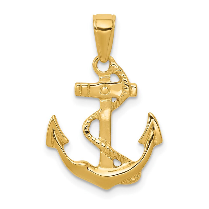 14k Solid Polished Anchor Pendant C2487