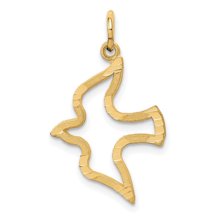 14K Satin and Diamond-Cut Dove Charm C535
