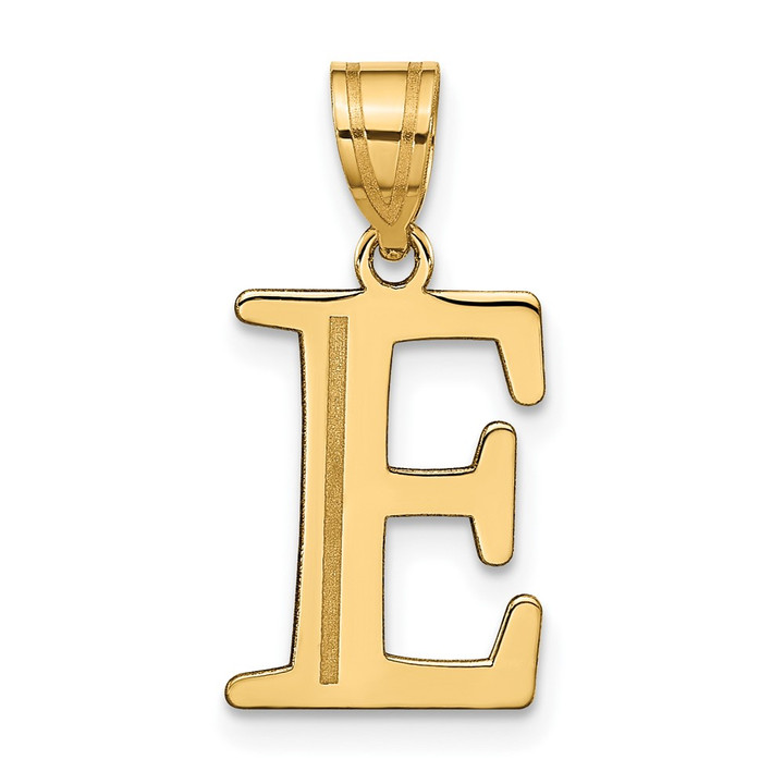 10K Polished Etched Letter E Initial Pendant 10YC1437E