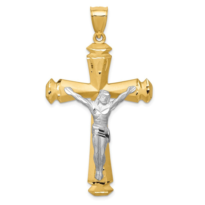 14k Satin Two-tone Crucifix Pendant C1986