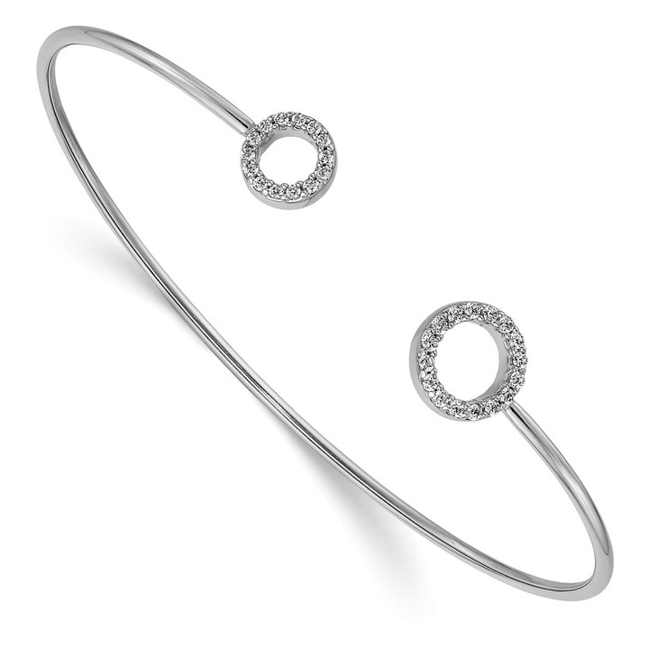 14k White Gold Diamond Circles Flexible Cuff Bangle BM3712-025-WA