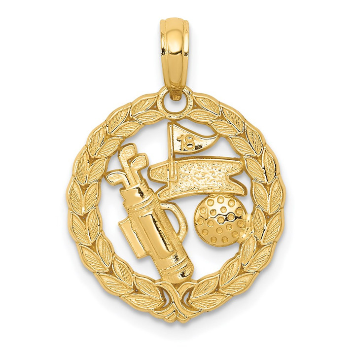 14k Solid Polished Golf Theme Pendant C2622