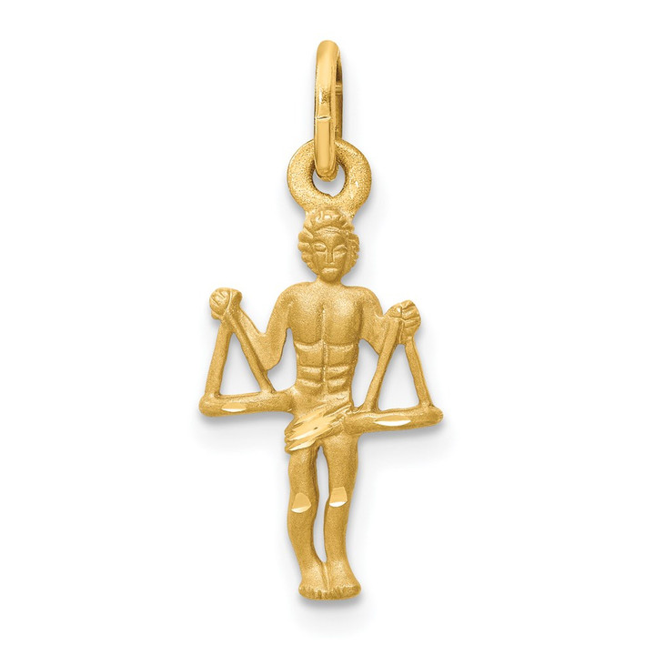 14k Satin Diamond-cut Libra Zodiac Charm C482