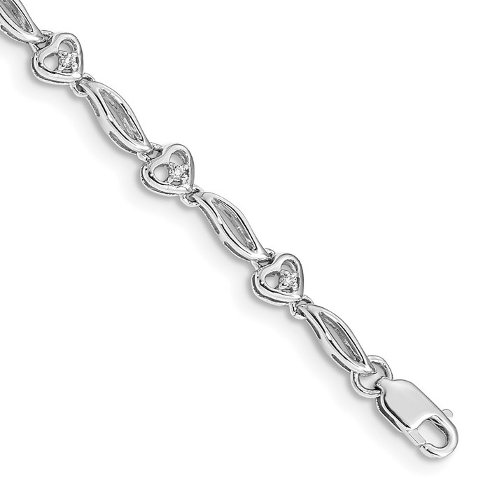 14k White Gold Polished Diamond Heart Bracelet BM4605-010-WA