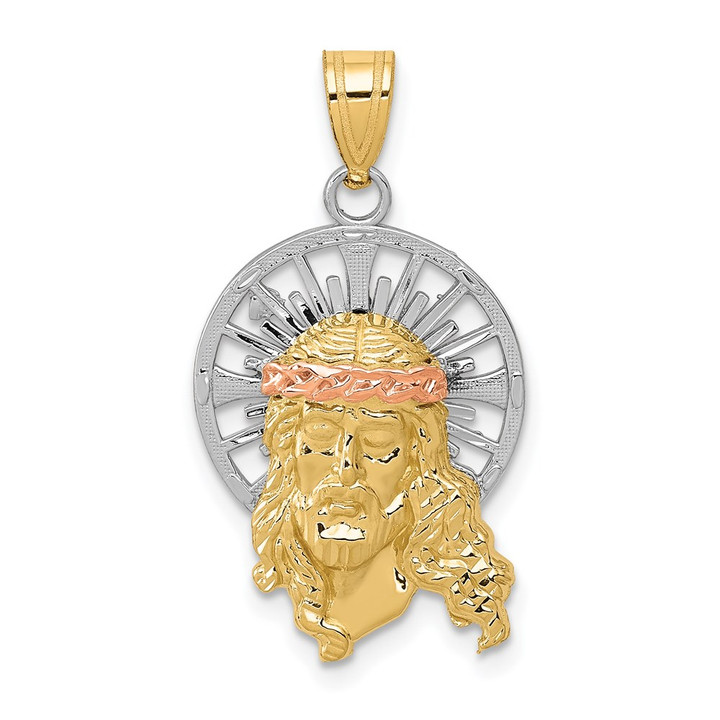 14K Tri-color Diamond-cut Christ Charm D3702