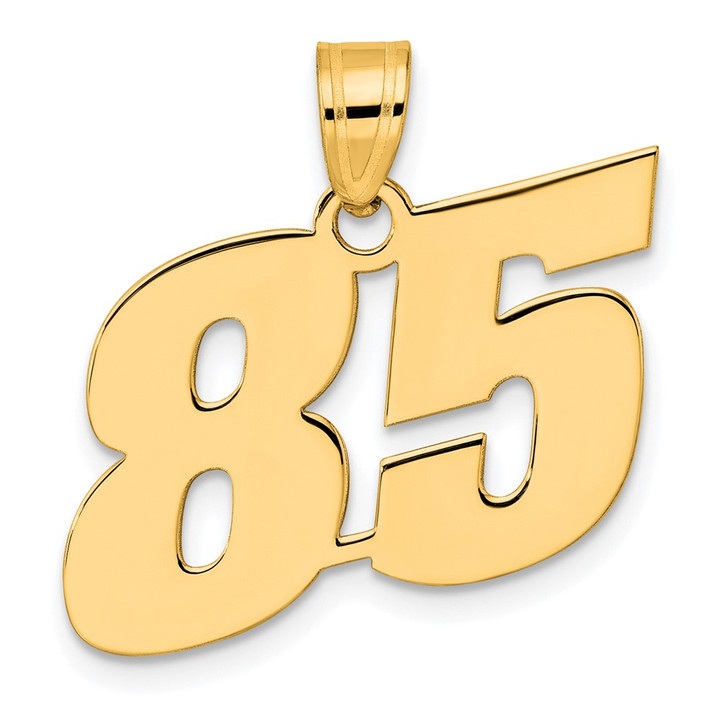 14k Polished Block Number 85 Pendant BN85