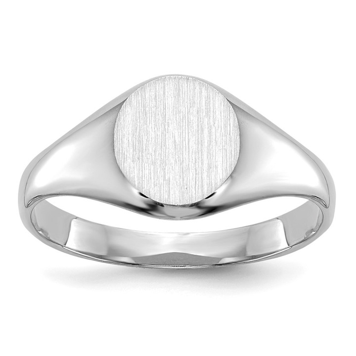 14k White Gold Childs Closed Back Signet Ring D1878