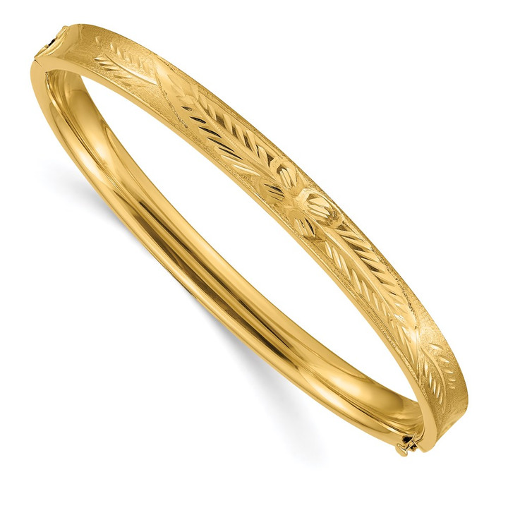 14k 4/16 Diamond-cut Concave Hinged Bangle Bracelet CC4/16