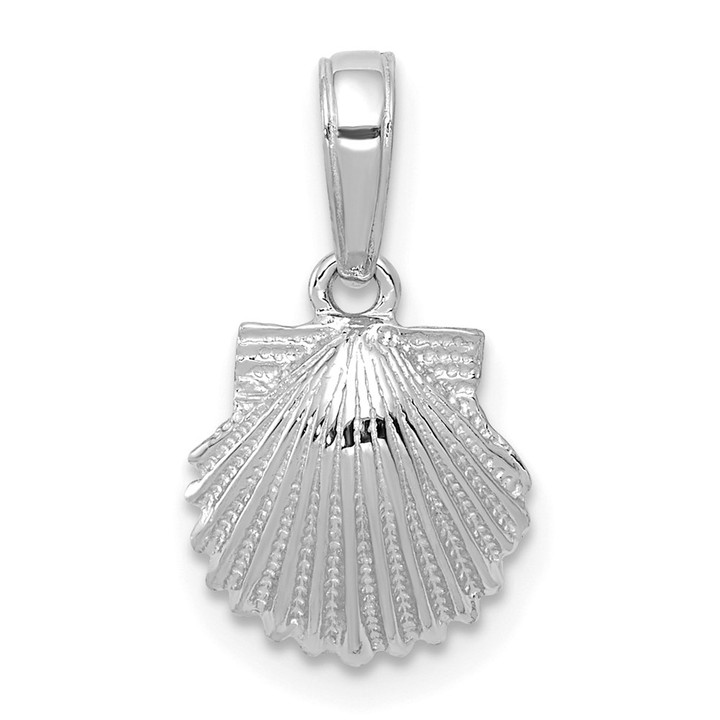 14k White Gold Scallop Shell Pendant C3377W
