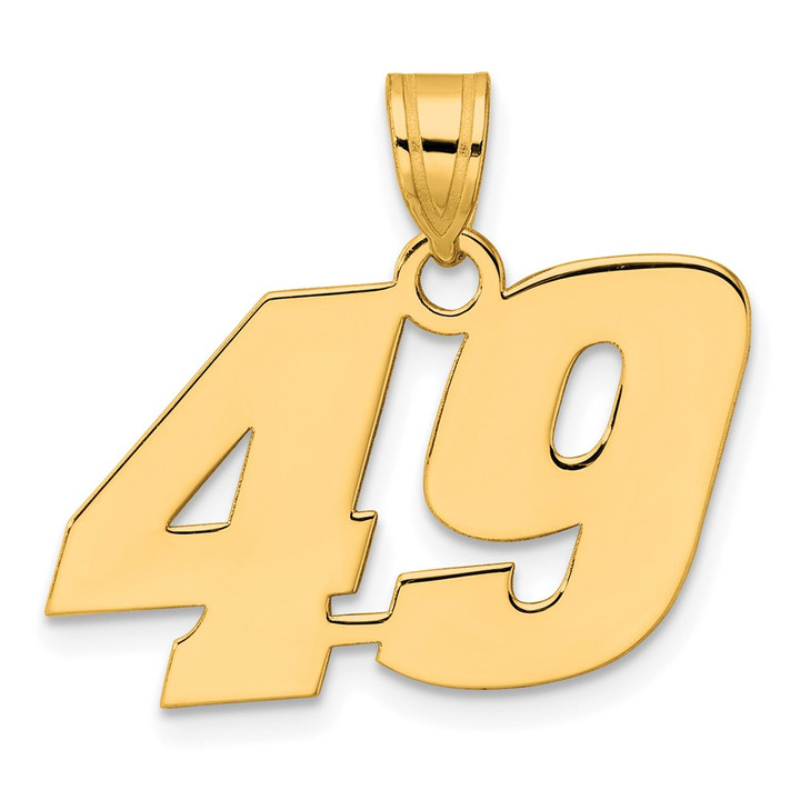 14k Polished Block Number 49 Pendant BN49