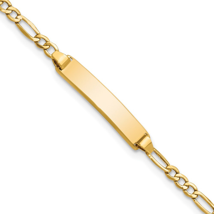 14k Semi-Solid Polished Figaro ID Bracelet DCID134-7