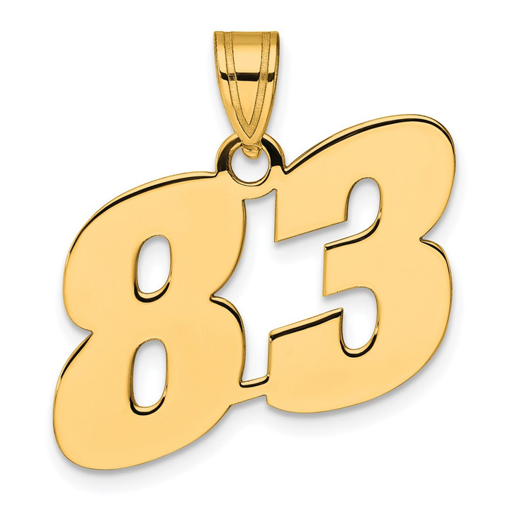 14k Polished Block Number 83 Pendant BN83
