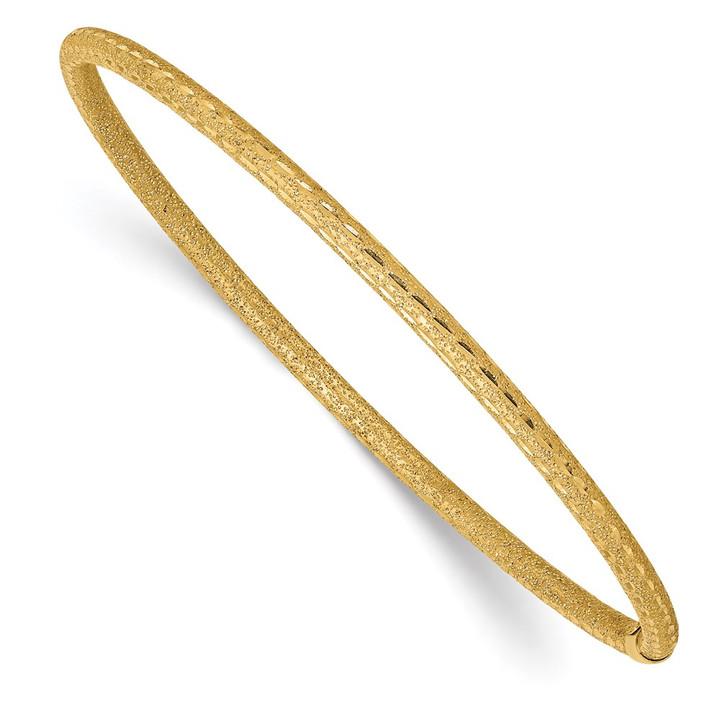 14k 3mm Satin Finish Diamon-cut Tube Slip-on Bangle DB484