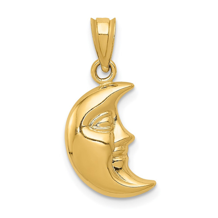 14k 3-D Moon Pendant C3139