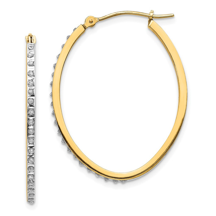 14k Diamond Fascination Oval Hinged Hoop Earrings DF110