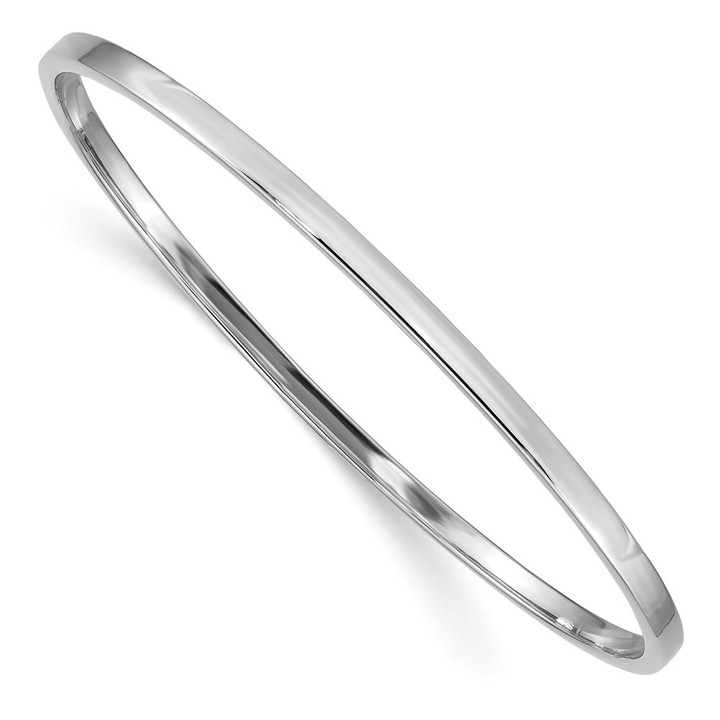 14k White Gold 3mm Polished Square Tube Slip-on Bangle DB473
