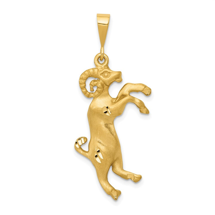 14k Satin Diamond-cut Aries Zodiac Charm C464