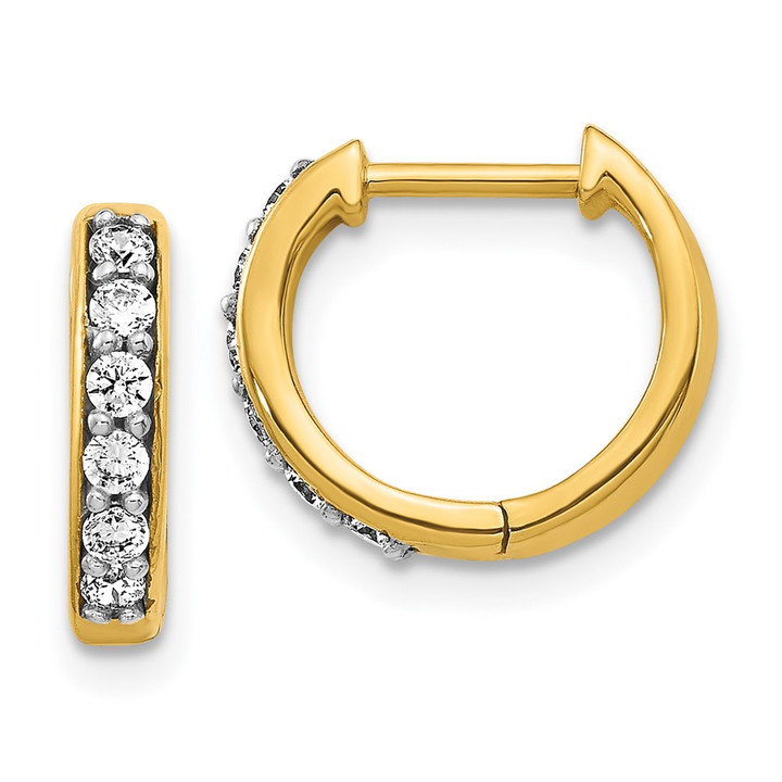 14K Lab Grown Diamond VS/SI FGH Hinged Hoop Earrings EM4263-025-YLG