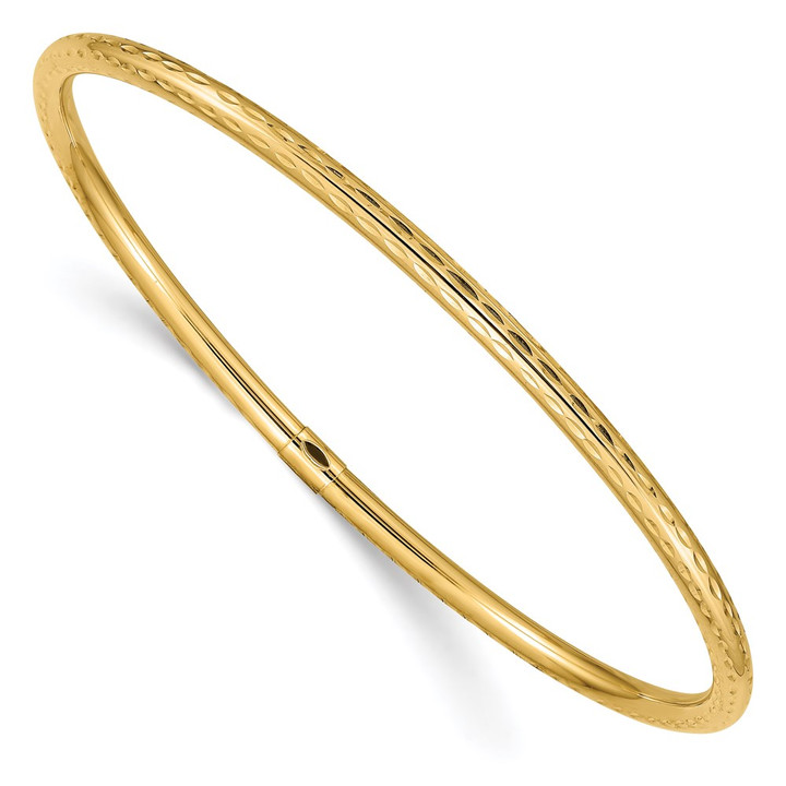14k 3mm Diamond-cut Tube Slip-on Bangle DB477
