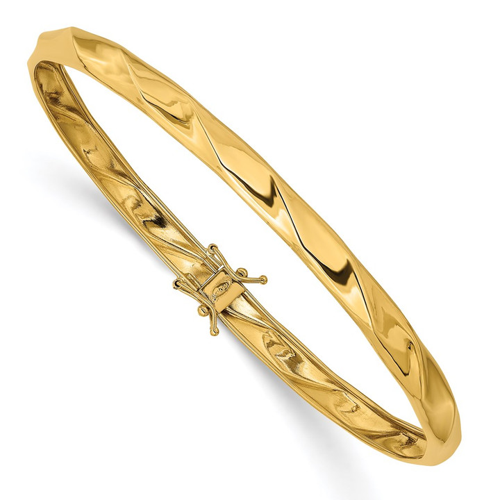 14k Yellow Gold Polished Twisted Flexible Bangle DB595