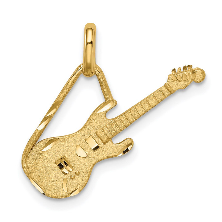14K Brushed & Diamond-cut Guitar Pendant D4622
