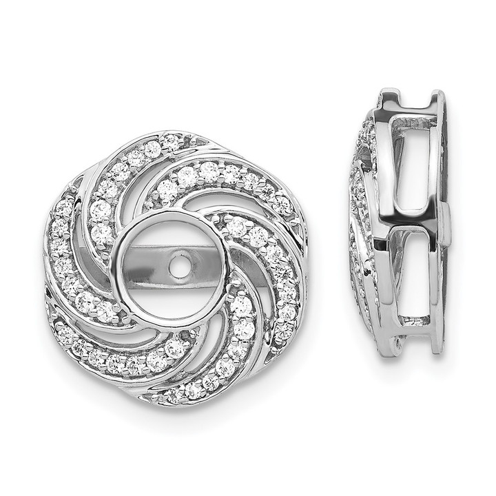 14k White Gold Swirl Diamond Jacket Earrings EJM5326-033-WA