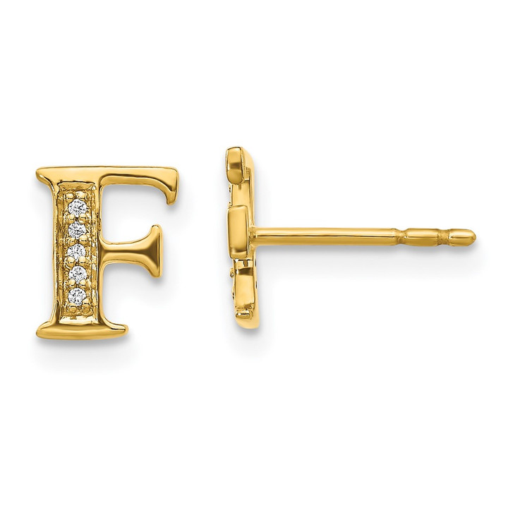 14k Diamond Initial F Earrings EM4170F-003-YA