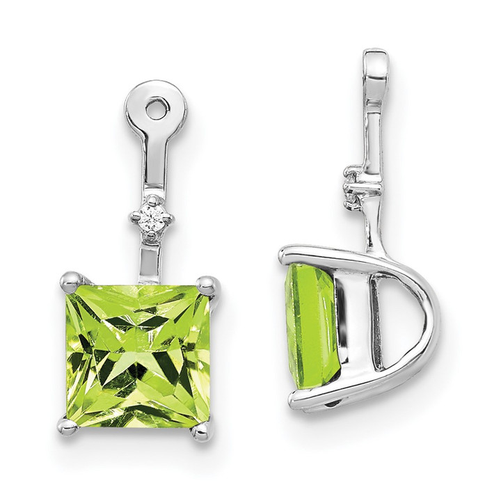 14k White Gold Diamond and Square Peridot Earring Jackets EJM5345-PE-001-WA