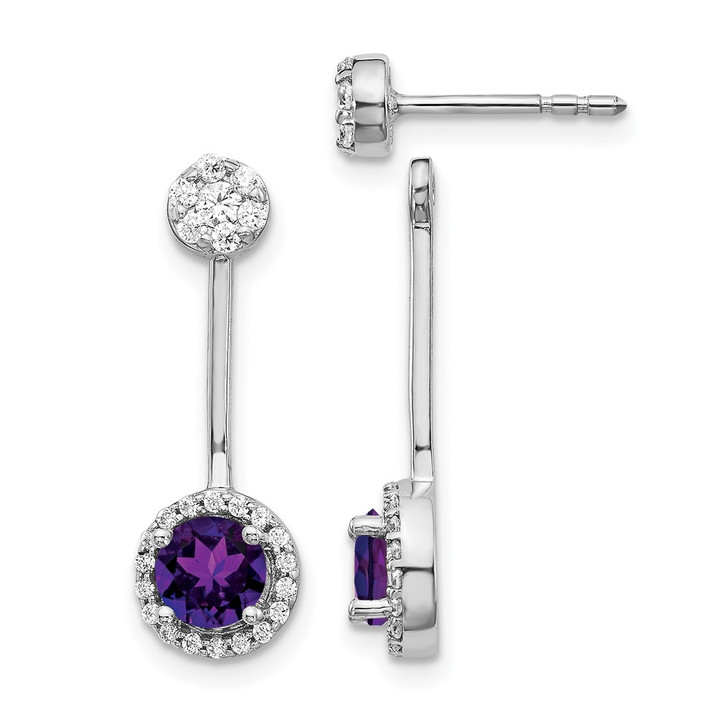14k White Gold Diamond/Amethyst Front/Back Earrings EM4210-AM-033-WA