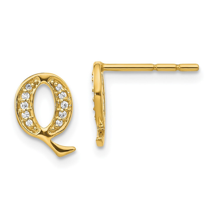 14k Diamond Initial Q Earrings EM4170Q-007-YA
