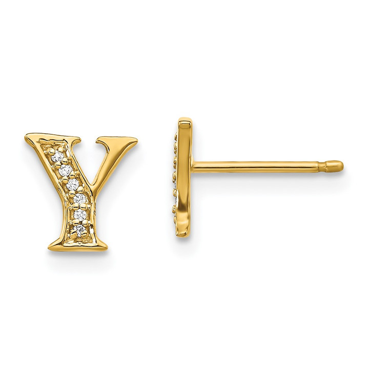14k Diamond Initial Y Earrings EM4170Y-004-YA