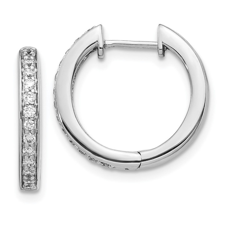 14k White Gold Diamond Complete Hinged Hoop Earrings EM5362-033-WA