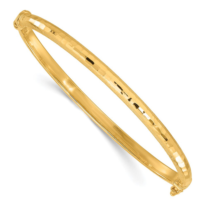14K Diamond-cut and Laser-cut Fancy Hinged Bangle Bracelet DB731