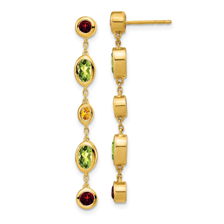 14k Garnet/Peridot/Citrine Dangle Earrings EM7133-GA/PE/CI-Y
