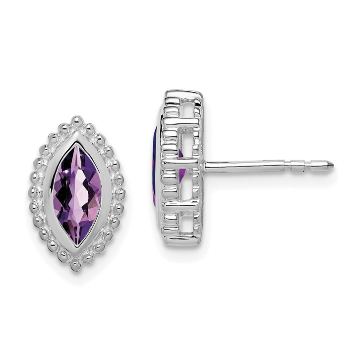 14k White Gold Marquise Amethyst Post Earrings EM7204-AM-W