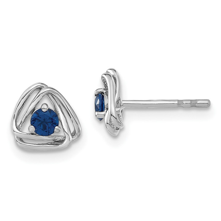 14k White Gold Created Sapphire Post Earrings EM7395-CSA-W
