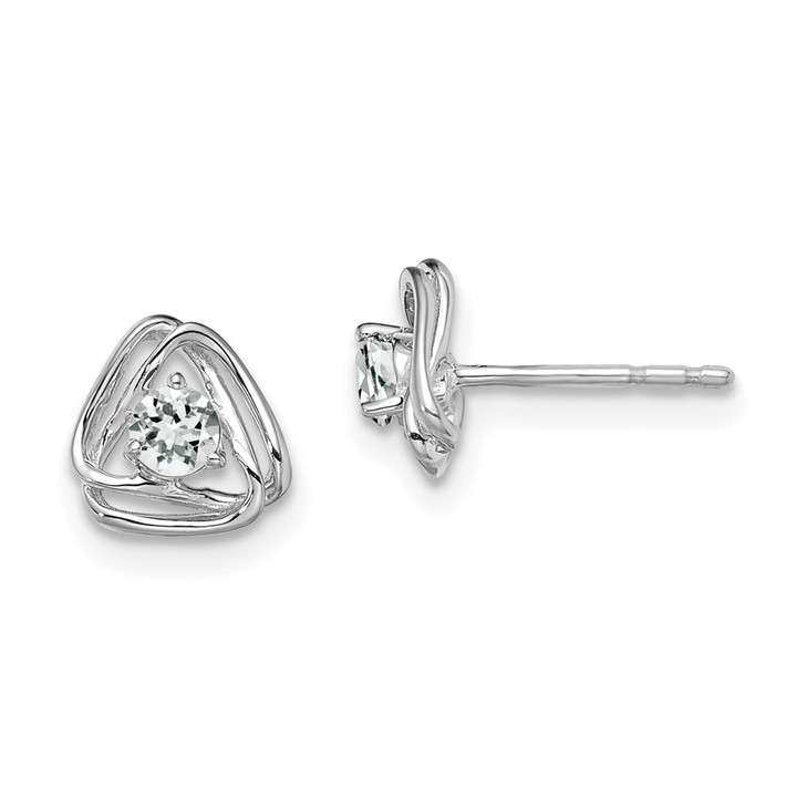14k White Gold White Topaz Post Earrings EM7395-WT-W