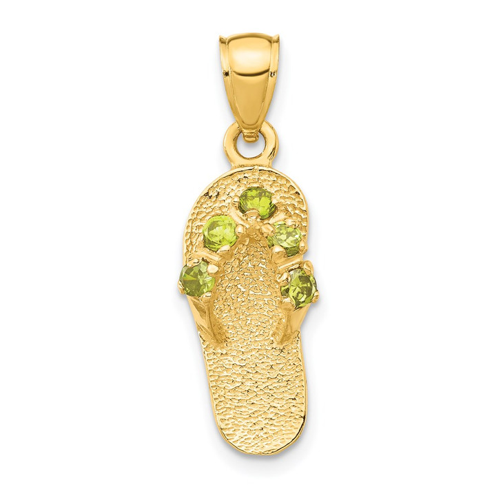 14k  3D August/CZ Birthstone Flip Flop Pendant D3428