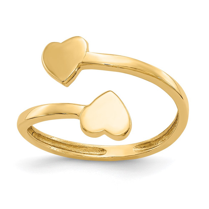 14k Double Heart Toe Ring D1935