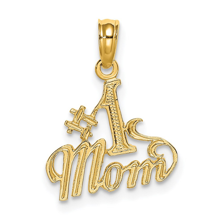 14K Polished #1 MOM Pendant D3926