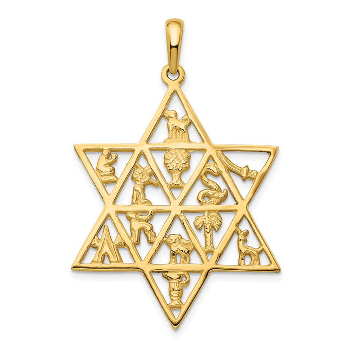 14K Star Of David 12 Tribes Pendant D894
