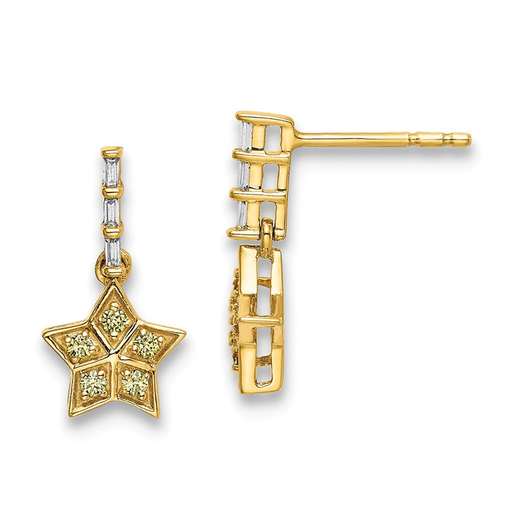 14k Yellow Gold Diamond and Yellow Sapphire Star Dangle Earrings EM6611-SAY-006-YA
