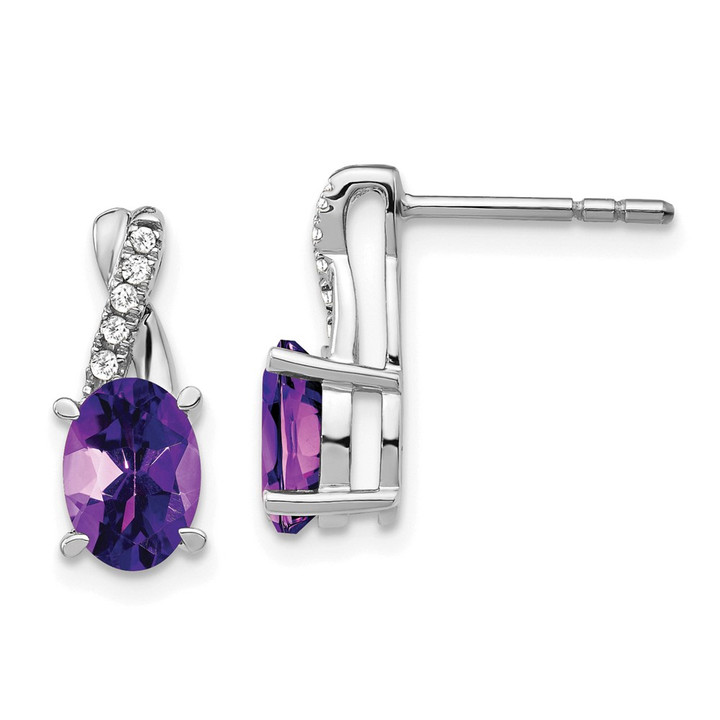 14k White Gold Amethyst and Diamond Earrings EM4235-AM-006-WA