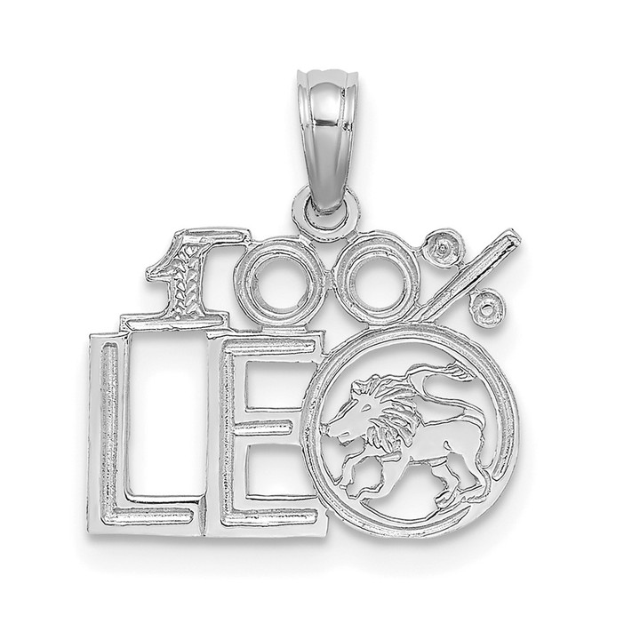 14k WG 100% LEO Zodiac Charm D4058W