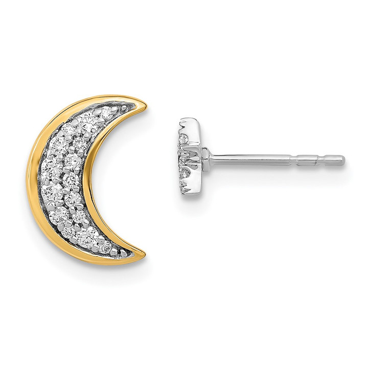 14k Two-tone Moon andStar Diamond Mis-match Post Earrings EM6848-016-WYA