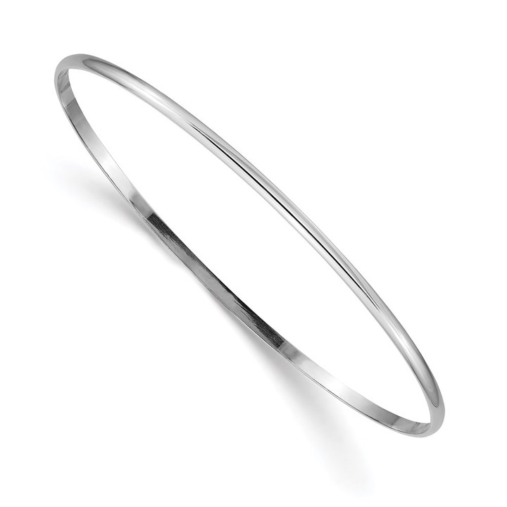 14k White Gold 2mm Solid Polished Half-Round Slip-On Bangle DB316