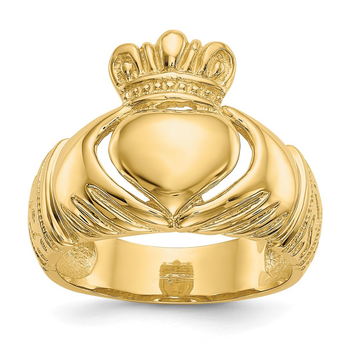14k Polished Domed Claddagh Ring D983