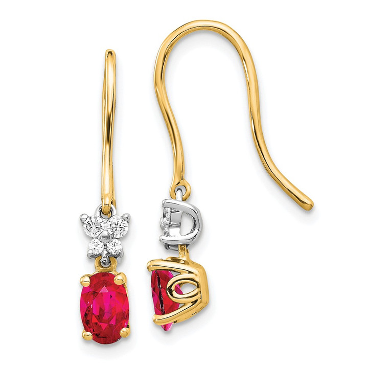 14k Two Tone Diamond and Oval Ruby Earrings EM5600-RU-013-YWA